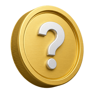 Sur la page FAQ, pièce d’or 3D ornementale avec un point d’interrogation